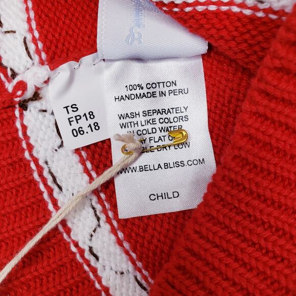 NWT BELLA BLISS Handmade in Peru 100% Cotton Apple Children's Cap Beanie Red - Picture 4 of 4